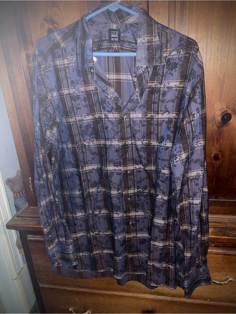 Ike Behar Purple and Brown Plaid Button-Up Shirt